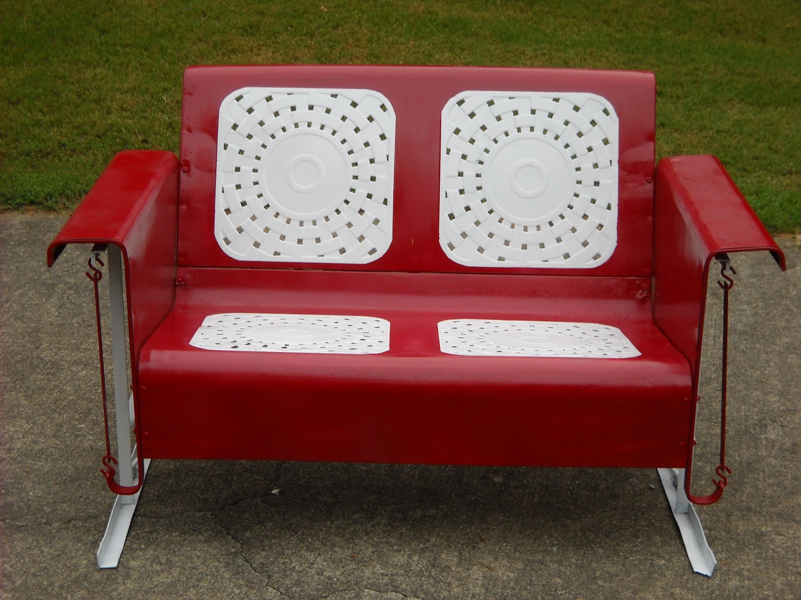 FOLK ART SUGAR HILL VINTAGE METAL GLIDERS FOR YOUR PORCH