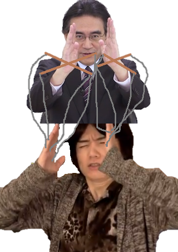 Satoru Iwata Masahiro Sakurai puppet master string control Super Smash Bros.