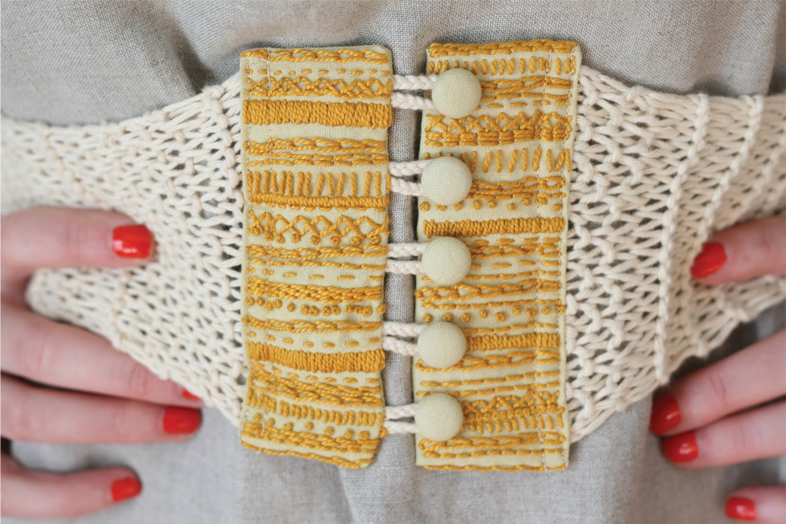 kate the hunter hand and lock embroidery project. complete.