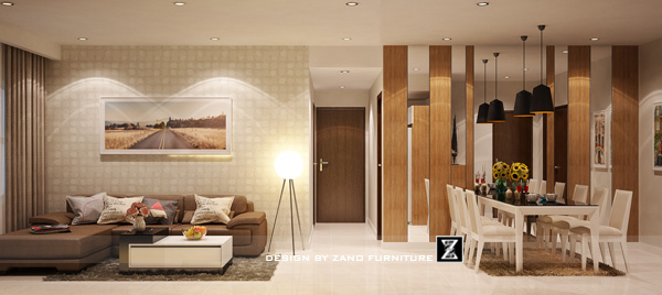 Thiết kế nội thất phòng khách căn hộ số 3, 99m2 - Central Sunrise City