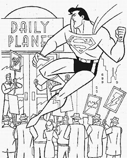 Superman fighting in the streets coloring page for children to apply colors pictures and kids cliparts