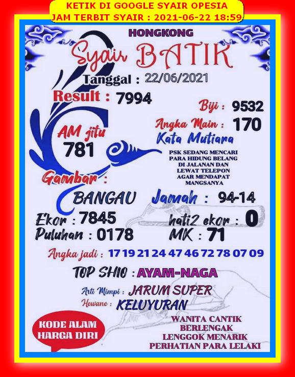 ਲ਼ Syair batik hk 22 agustus 2020 