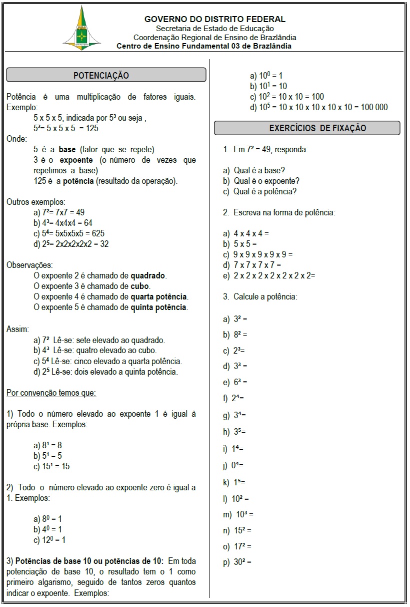 Exercicios De Matematica Ano Com Gabarito