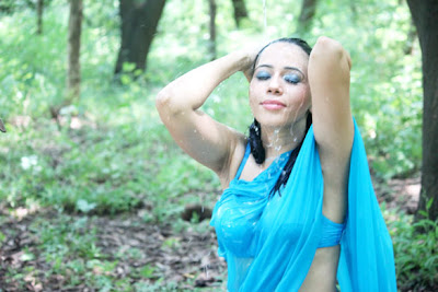 Rozlyn Khan's wet and hot photo shoot in saree