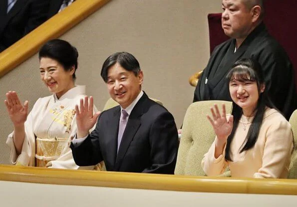 The 58th Agriculture, Forestry and Fishery Festival Awards. Emperor Naruhito, Empress Masako and Aiko visited Ryogoku Kokugikan