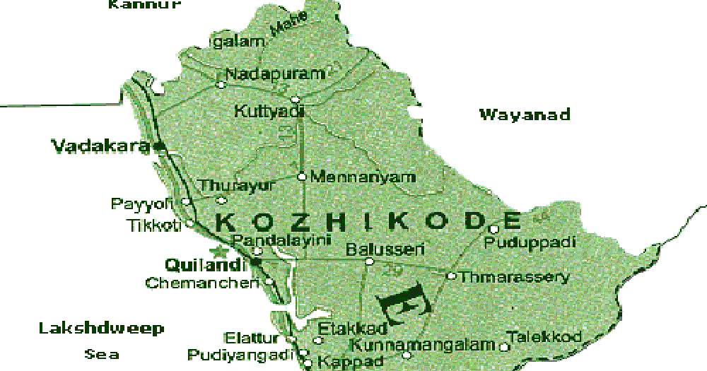 KOZHIKKODE TOURISM MAP / TOURIST ATTRACTIONS IN KOZHIKKODE / TOURIST DESTINATIONS IN KOZHIKKODE