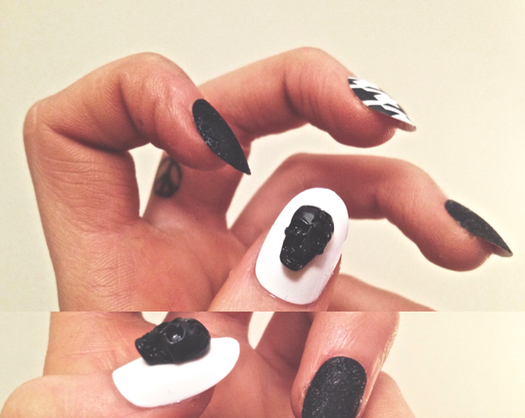 false nails with skulls