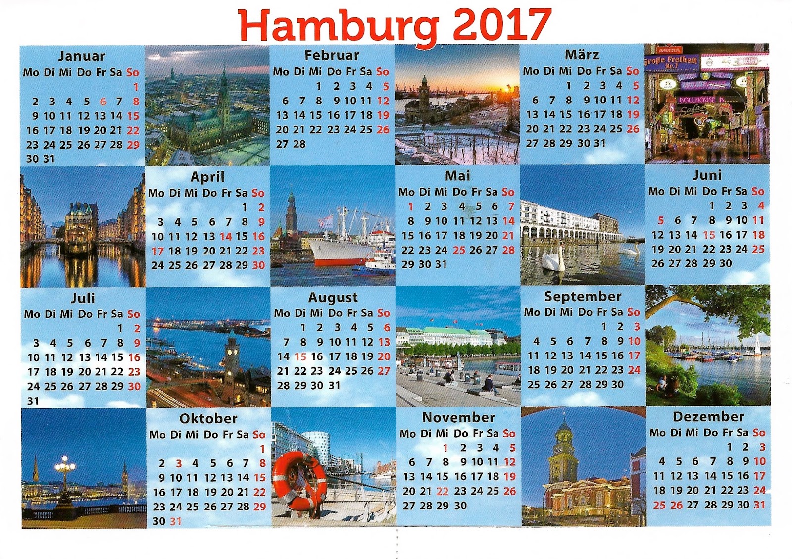 My Favorite Postcards: A Novelty, Calendar Postcard from Hamburg, Germany