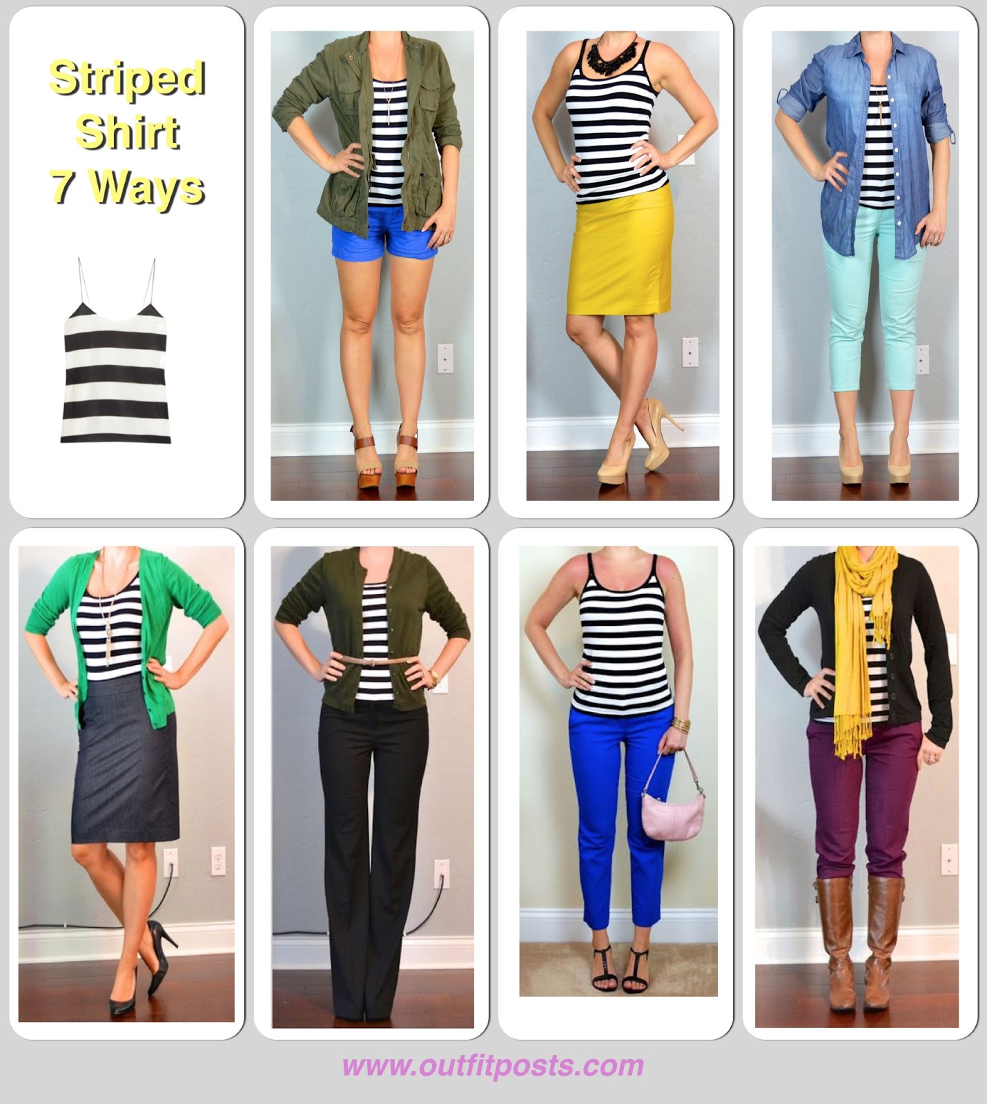 outfit posts: striped shirt 7 ways