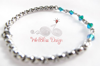 Wire wrapped Minima Bracelet (Minlet) with 4mm Bicone Swarovski Crystals
