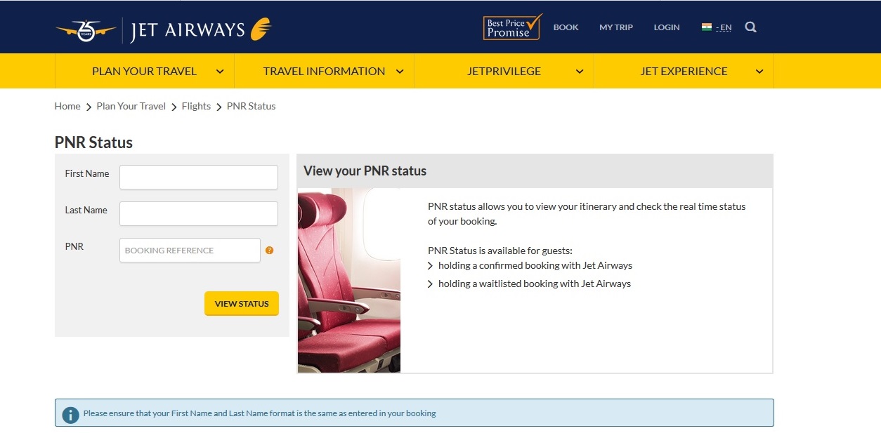 Jet Airways PNR Status How to Check? Indian Airlines