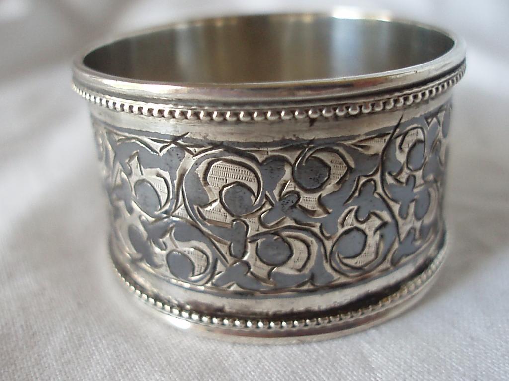 Fossils & Antiques: RUSSIAN SILVER AND NIELLO WORK NAPKIN RING, circa 1890