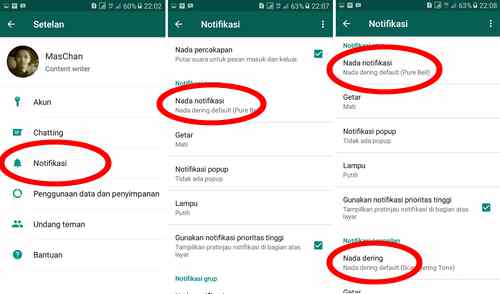 Cara mengubah nada dering whatsapp