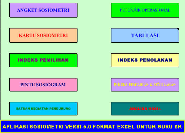 APLIKASI SOSIOMETRI VERSI 5.0 FORMAT EXCEL UNTUK GURU BK APLIKASI SOSIOMETRI VERSI 5.0 FORMAT EXCEL UNTUK GURU BK