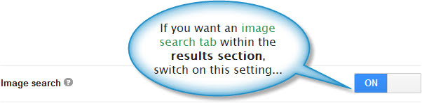 Image search tab option within basics tab of CSE dashboard.