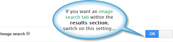 Image search tab option within basics tab of CSE dashboard.