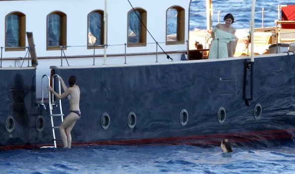 Charlotte Casiraghi was spotted hanging out with her friends on the family yacht, the Pacha III.