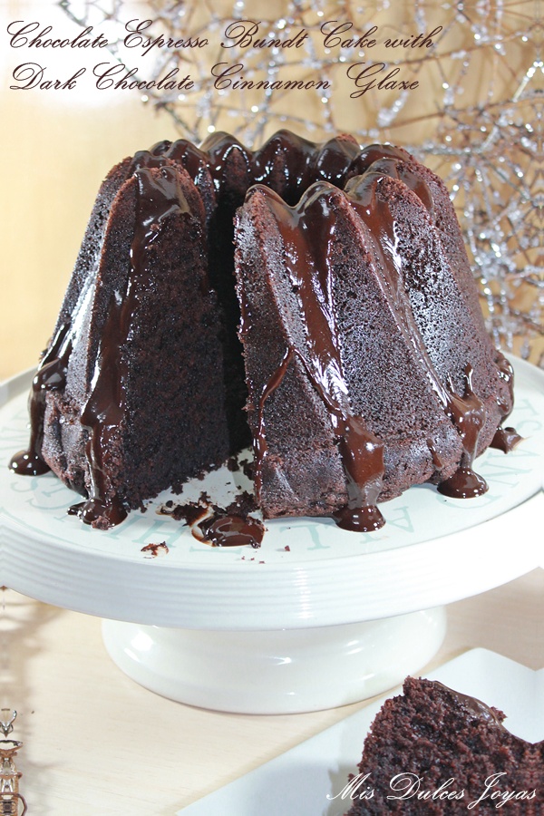 Chocolate Espresso Bundt Cake with Dark Chocolate Cinnamon Glaze Mis