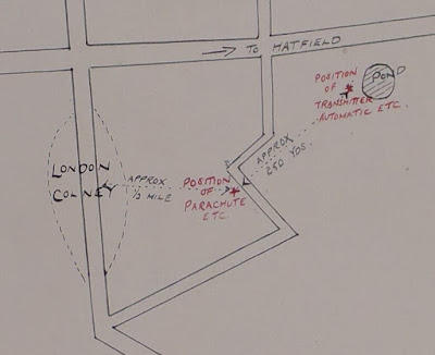 Close-up - Sketch map of Richter's equipment stashes (National Archives - KV 2/32) Close-up - Sketch map of Richter's equipment stashes (National Archives - KV 2/32)