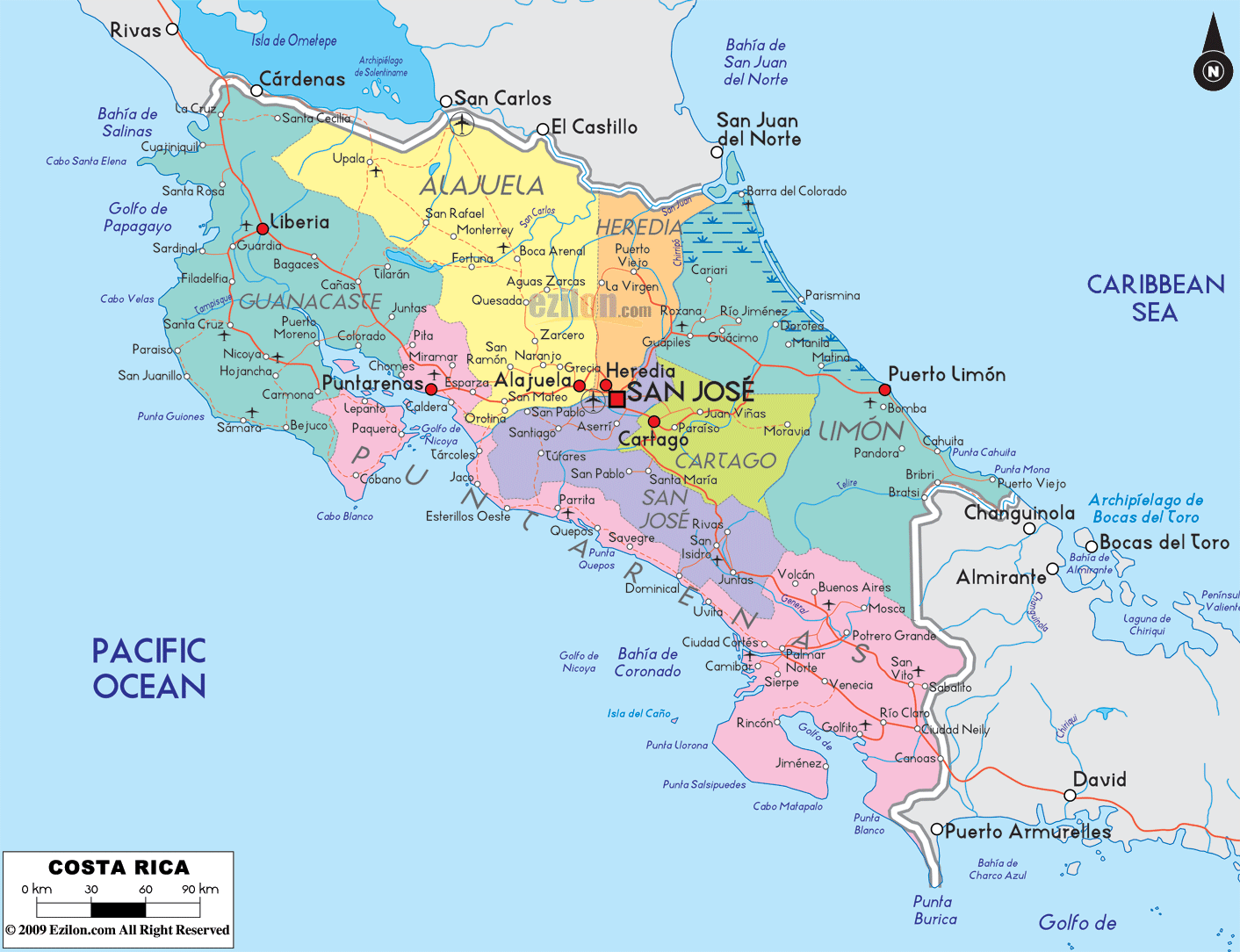 Mapas Geográficos da Costa Rica - Fox Press™