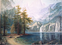 landscape mountains painting misty clay oil paint canvas coller