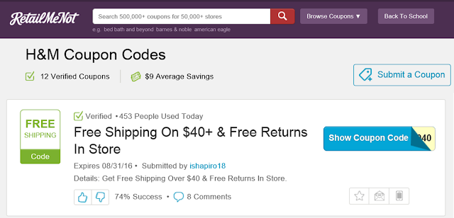 using coupon codes when online shopping