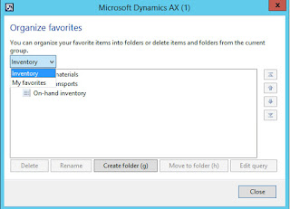 Inventory and My favorites can be accessed from the Organize favorites form.