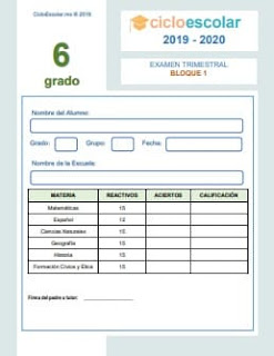 Examen Trimestral Sexto grado 2019-2020