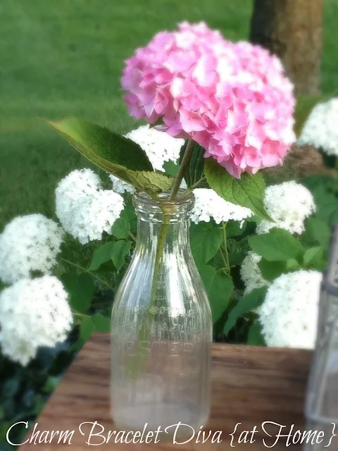 hydrangea vintage flower vase milk bottle