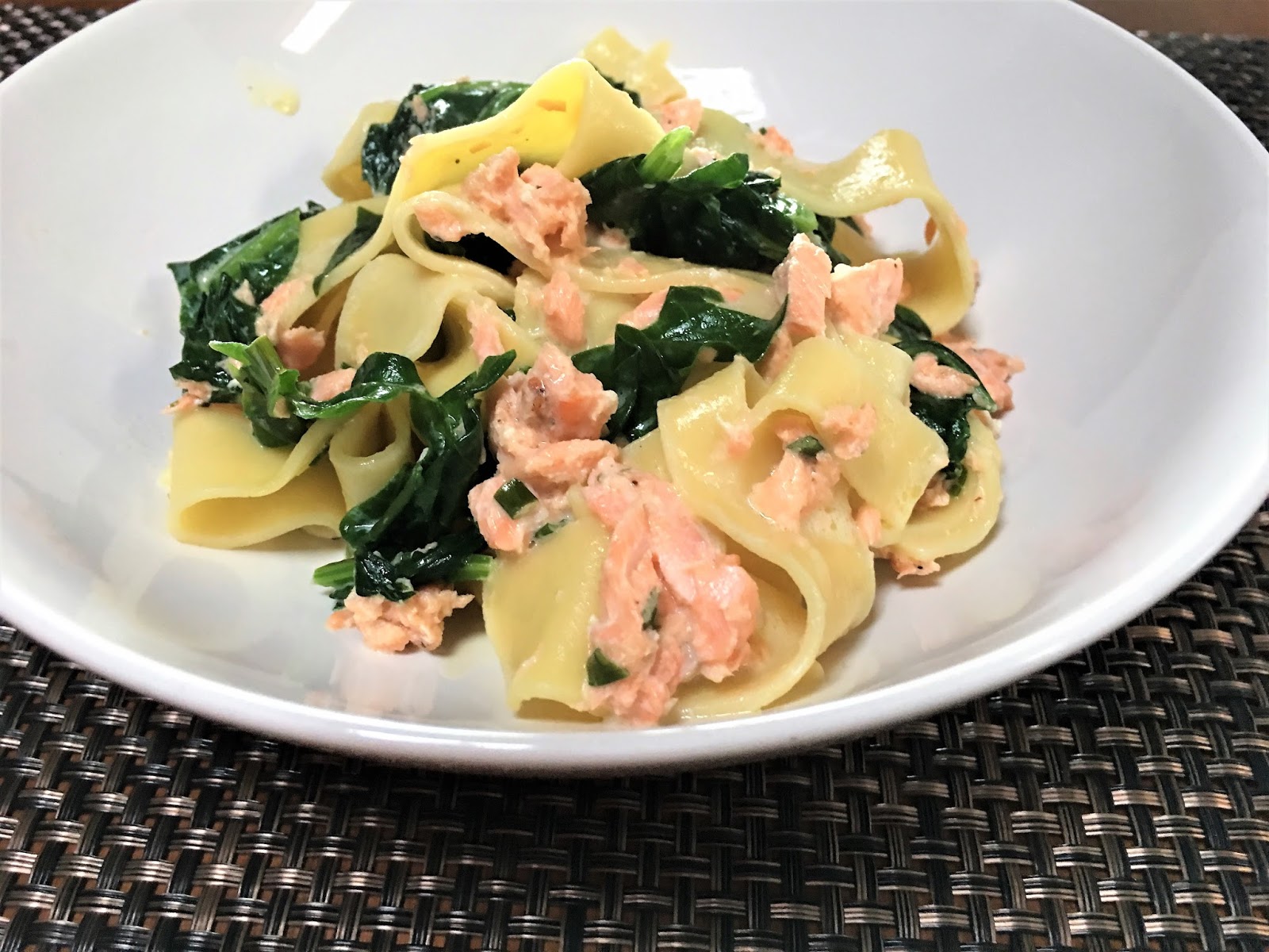 Salmon with Pappardelle and a Brandy Cream Sauce SundaySupper