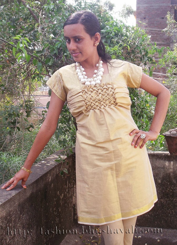 Makara Sankranti Outfit - Metallic Golden Tunic | Fashion Panache