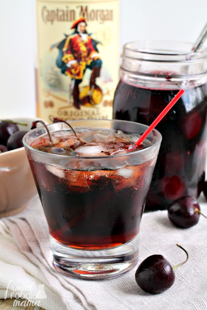 Vanilla spiced rum soaked cherries & a little syrup from the jar are what give this Double Cherry Coke & Rum its intense cherry flavor & extra boozy punch.