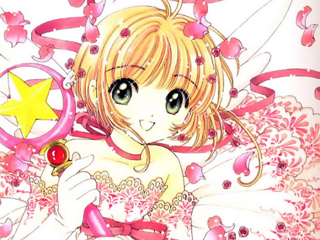 Hình ảnh hoạt hình của một người phụ nữ Sakura dễ thương với chủ thẻ
