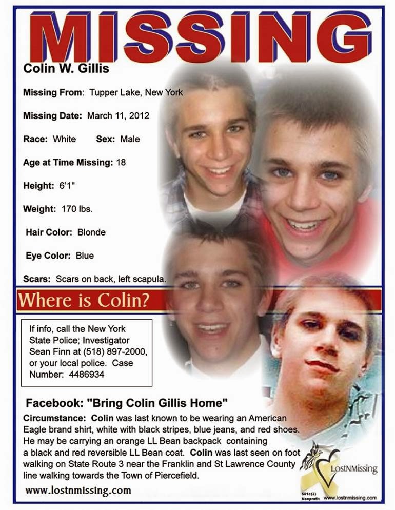 LostNMissing, Inc Where is Colin Gillis? Missing from NY one year. Pre