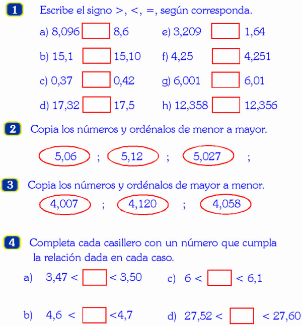 COMPARACIÓN DE NÚMEROS DECIMALES PROBLEMAS RESUELTOS