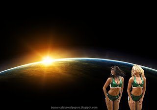 Boston Celtics Posters and Wallpapers of beautiful cheerleaders. Boston Celtics Babes Girls in Space Eclipse background for the fans