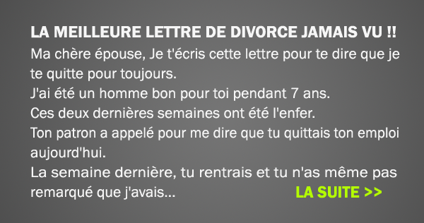 La meilleure lettre de divorce jamais vue - Hors de vos pensés