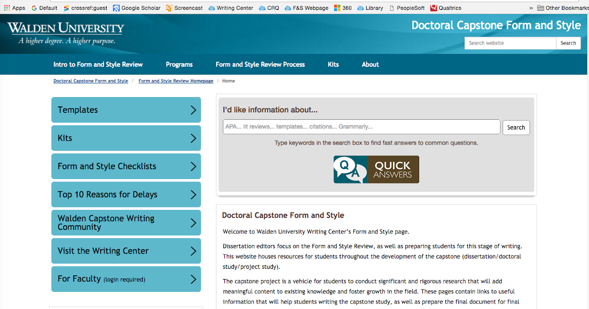 Attention Walden University Capstone Writers Introducing the New Form