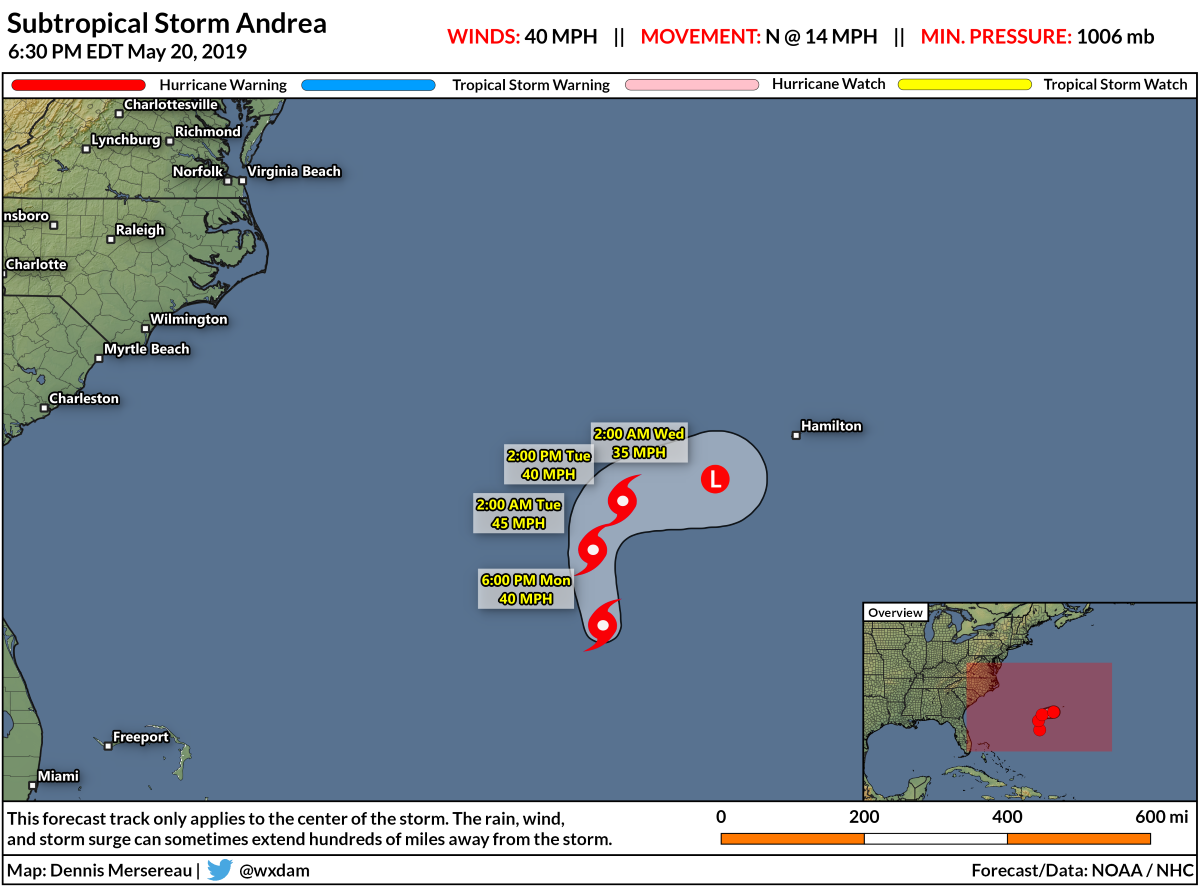 Subtropical Storm Forms Near Bermuda, 2019 Hurricane Season Starts in May. (Again.) DAMWeather