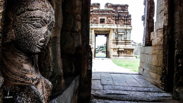 Beautiful Devi's Sculpture at the entrance of Achyutaraya Temple in Hampi