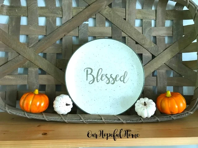fall decor blessed plate pumpkins tobacco basket