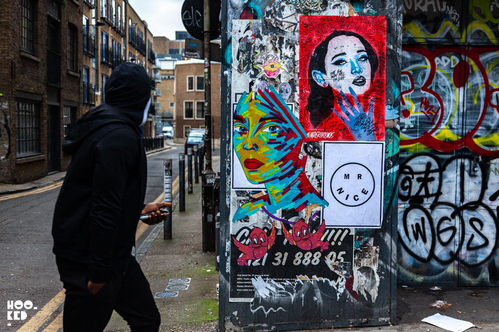 French Street Artist Manyoly revisits London wit new colourful pasteups