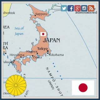 Japanese flag with map of Japan