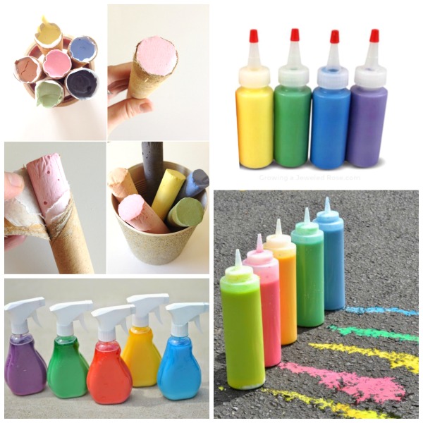 TONS of creative ways for kids to play with sidewalk chalk including recipes, crafts, experiments, and more! #chalkartkids #chalkpaint #chalkrecipe #chalkrecipesforkids #chalkactivitiesforkids #chalkexperimentsforkids #sidewalkchalkrecipe #sidewalkchalkideas #sidewalkchalk #activitiesforkids #growingajeweledrose