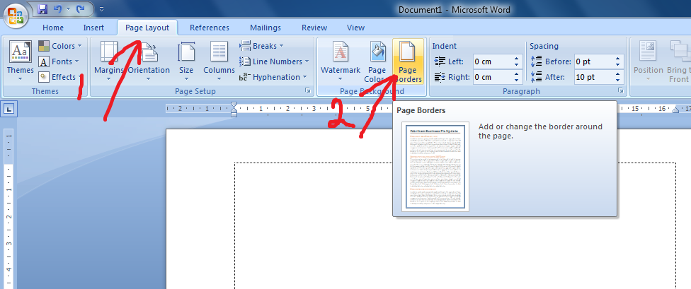 Panduan Sederhana Microsoft Office 2007 Cara Membuat Bingkai Pada