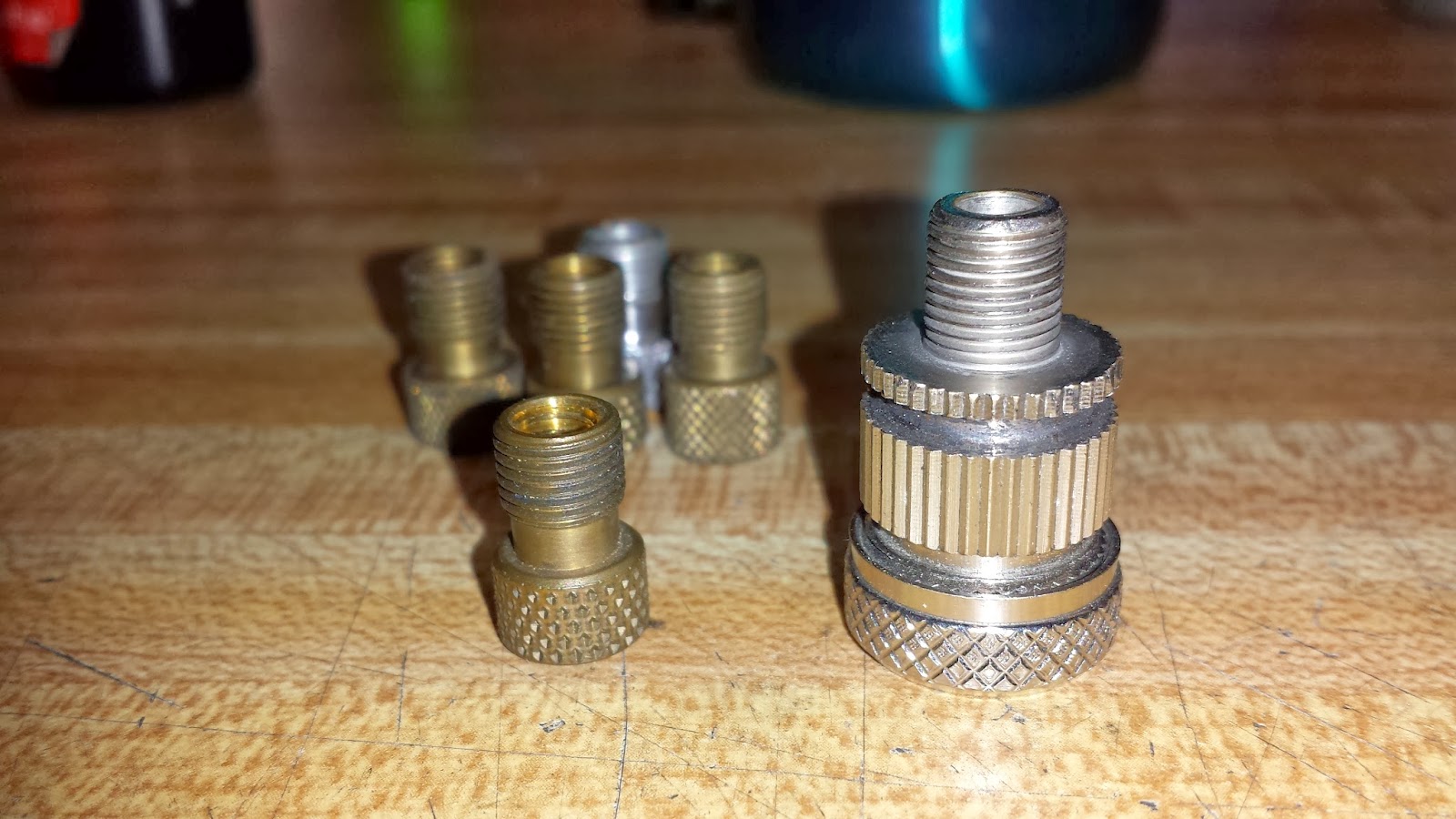 Another Day in the Bike Shop: Testing the improvised presta adapter.