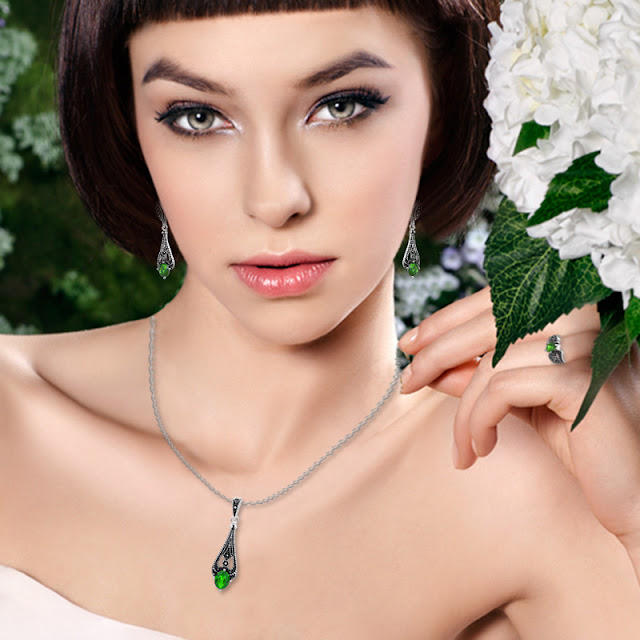 Vintage Wedding Bridal Jewelry Sets For Women Silver Plated Crystal