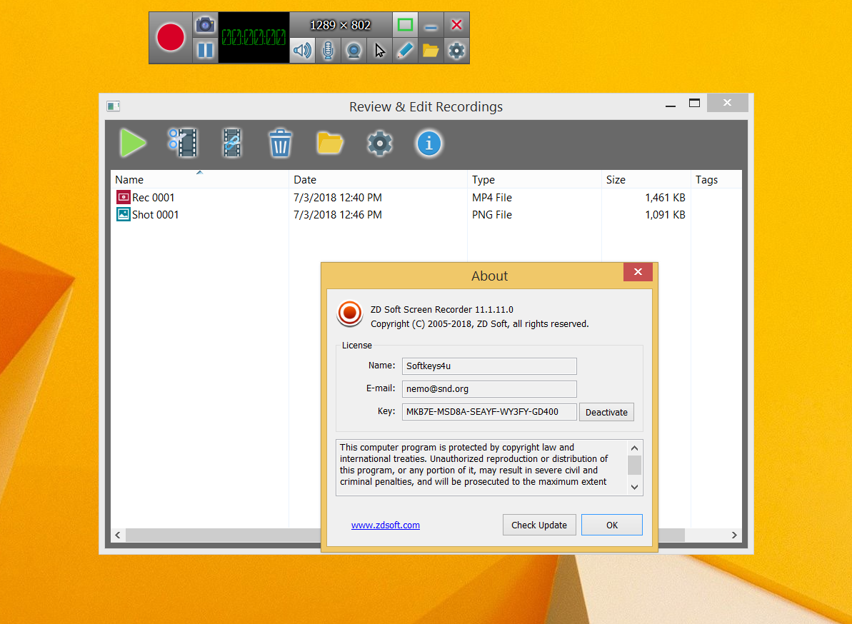 ZD Soft Screen Recorder 5.2 serial key or number