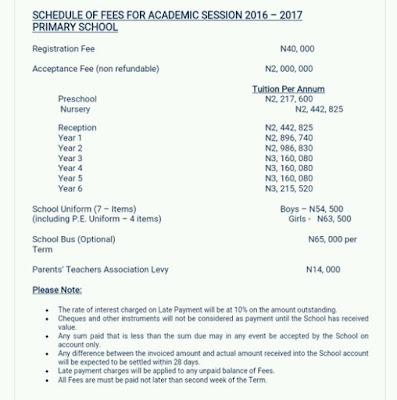 See primary and secondary school fee charge in Lekki