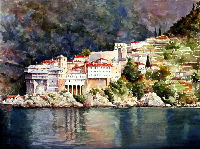 Pantelis Zografos 1949 | Watercolors of Greek Islands